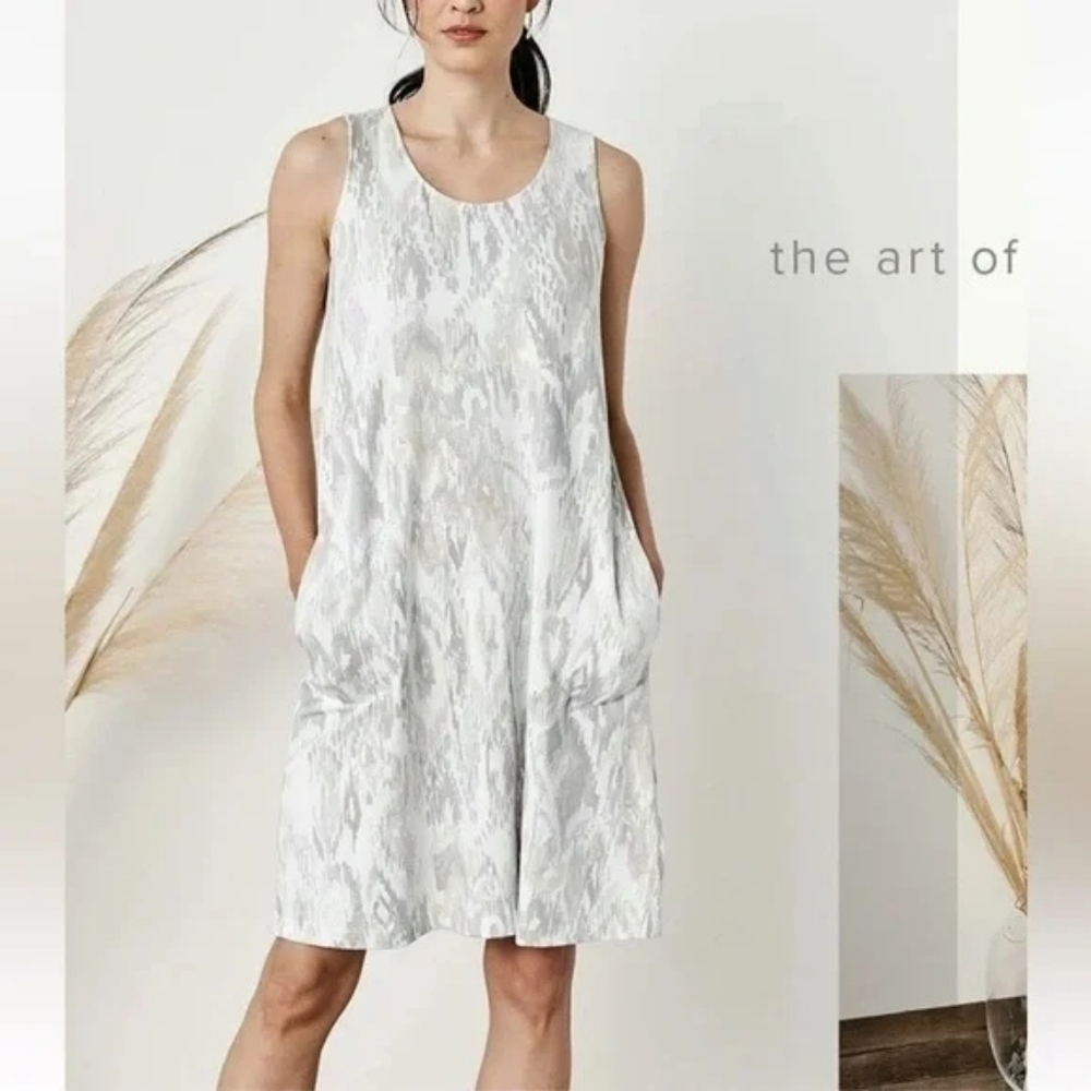 J Jill Pure Jill Pima Cotton Blend Abstract Midi Dress 2X